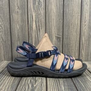 Skechers Reggae Strappy Sandals Women 10‎ Outdoor Lifestyle Navy Fabric Aztec